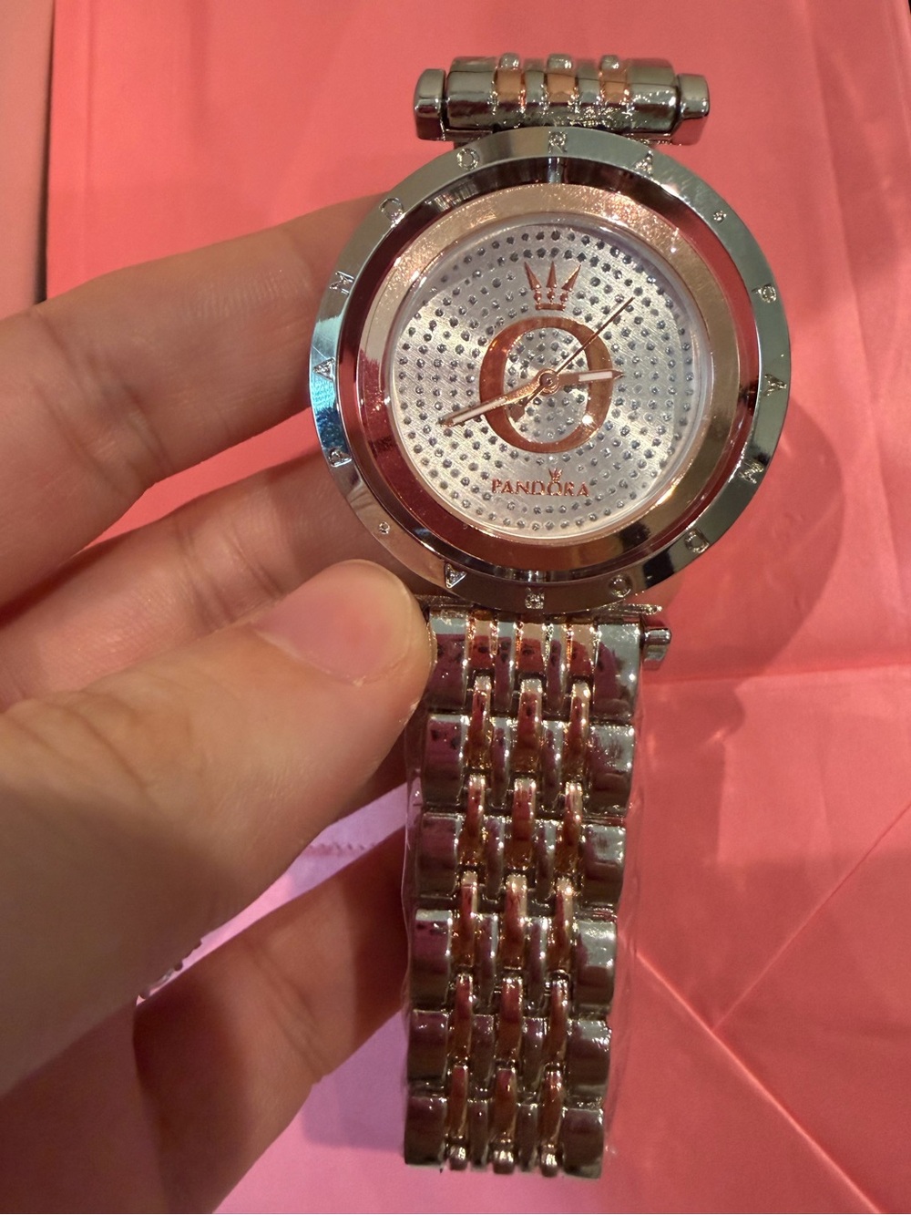 Pandora Silver & Rose Gold Tone Bracelet Watch